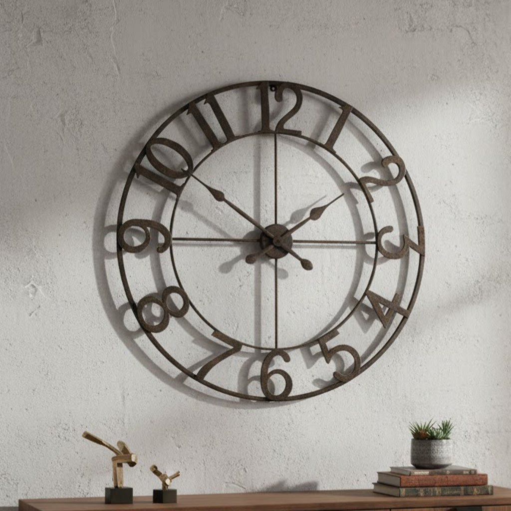Dark Charcoal Open-Frame Wall Clock — view 1