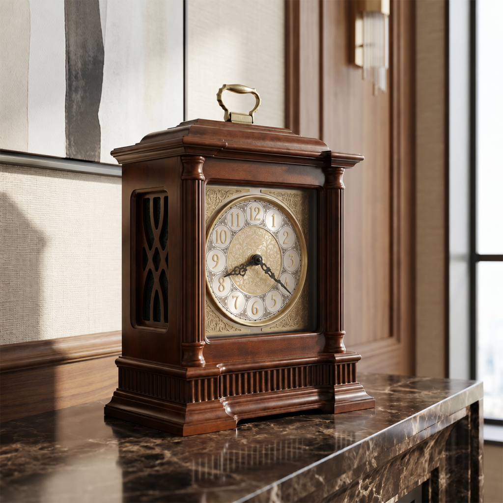 Cherry Wood Bracket Mantel Clock — view 1
