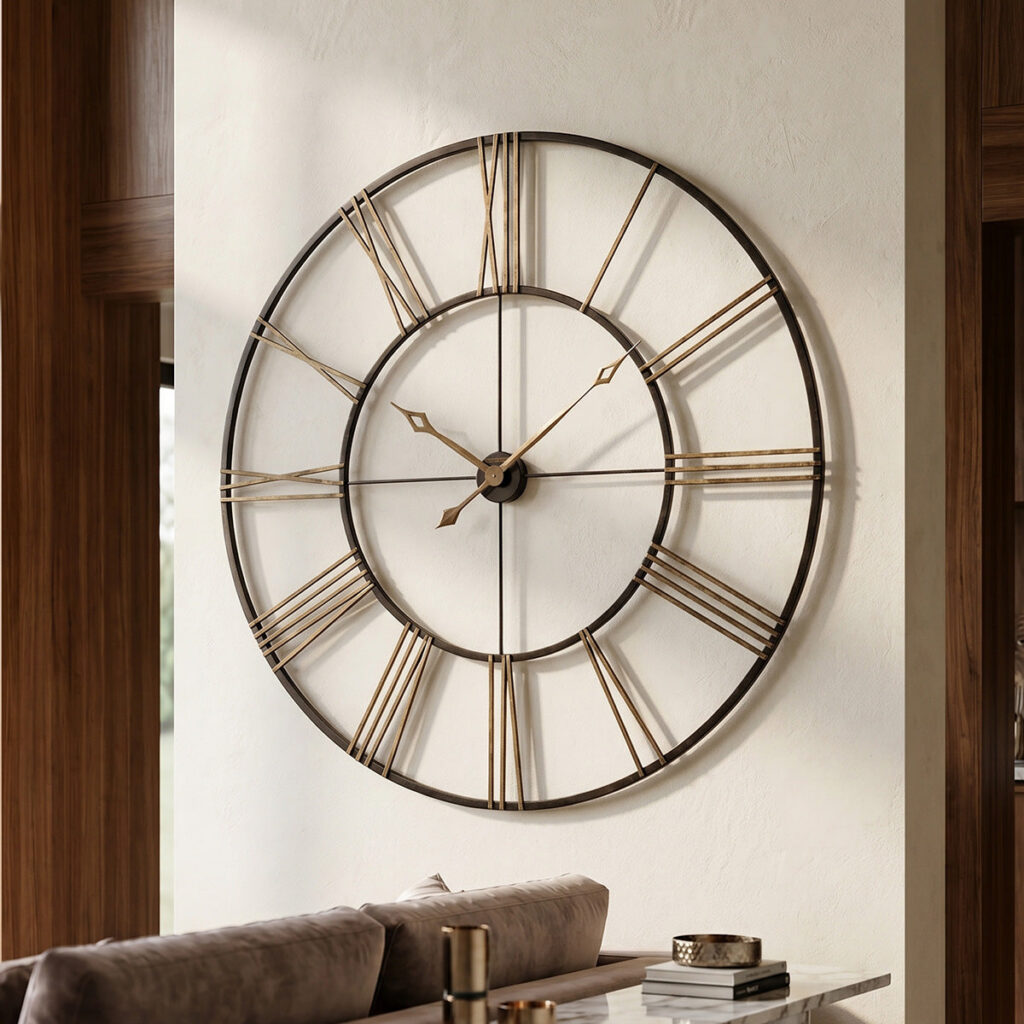Aged Iron Open-Frame Wall Clock — view 1