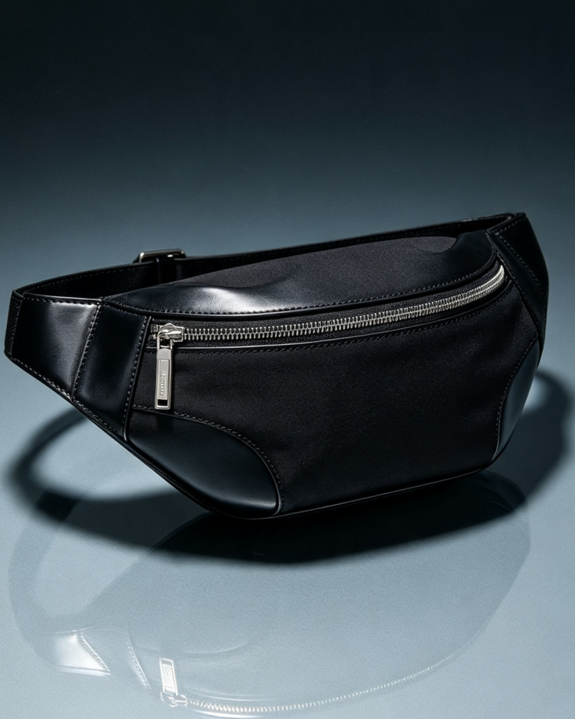 Black Urban Leather Fanny Pack