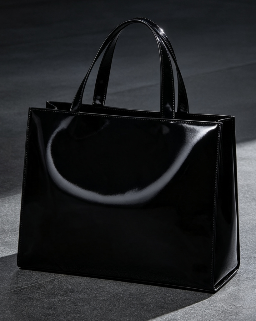 Noir Glossy Structured Tote